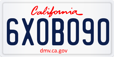 CA license plate 6XOB090