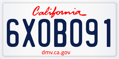 CA license plate 6XOB091