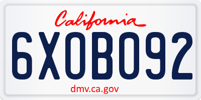 CA license plate 6XOB092