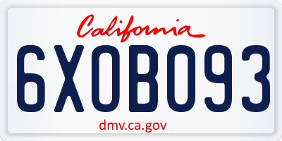 CA license plate 6XOB093
