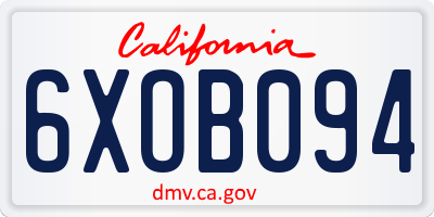 CA license plate 6XOB094