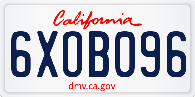 CA license plate 6XOB096