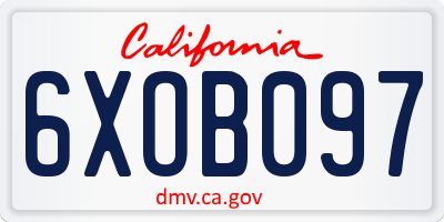 CA license plate 6XOB097