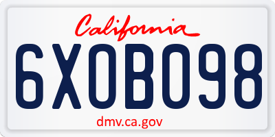 CA license plate 6XOB098
