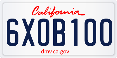 CA license plate 6XOB100
