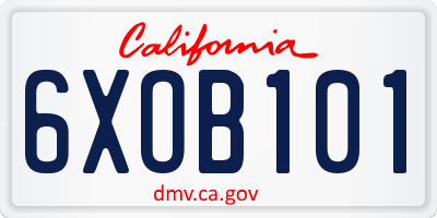 CA license plate 6XOB101
