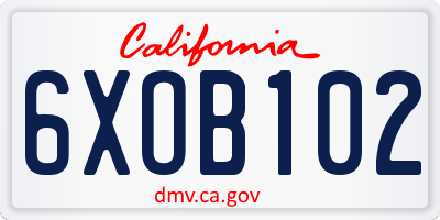 CA license plate 6XOB102