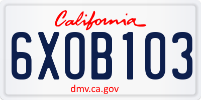 CA license plate 6XOB103