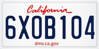 CA license plate 6XOB104