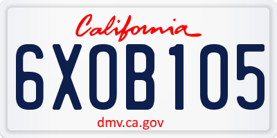 CA license plate 6XOB105