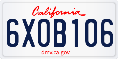 CA license plate 6XOB106