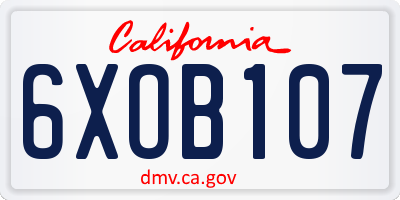 CA license plate 6XOB107