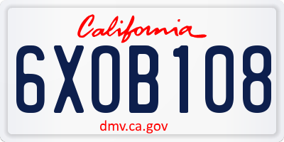 CA license plate 6XOB108