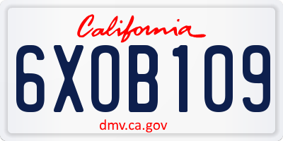 CA license plate 6XOB109