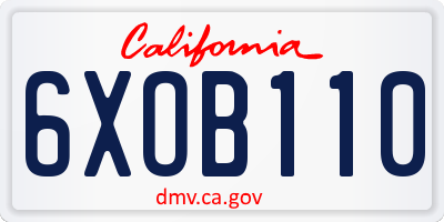 CA license plate 6XOB110