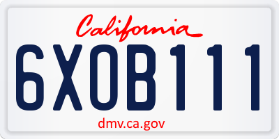CA license plate 6XOB111