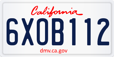 CA license plate 6XOB112