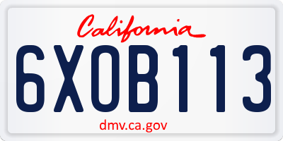 CA license plate 6XOB113