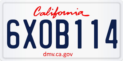 CA license plate 6XOB114