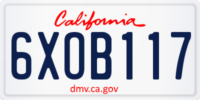CA license plate 6XOB117