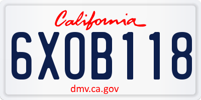 CA license plate 6XOB118