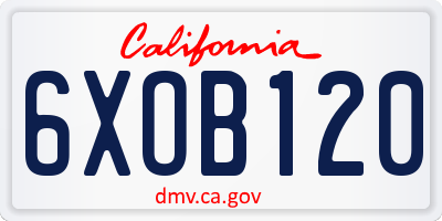 CA license plate 6XOB120