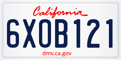 CA license plate 6XOB121