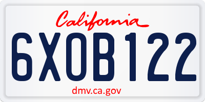 CA license plate 6XOB122