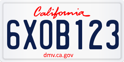 CA license plate 6XOB123