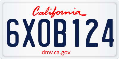 CA license plate 6XOB124