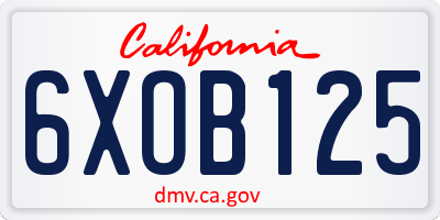 CA license plate 6XOB125