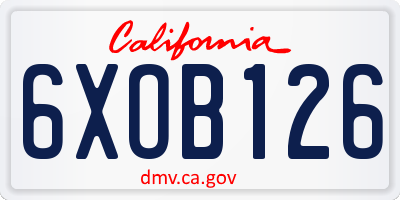 CA license plate 6XOB126