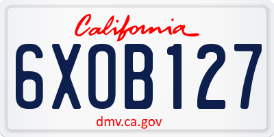 CA license plate 6XOB127