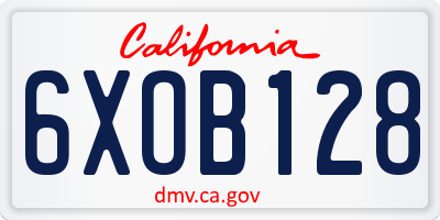 CA license plate 6XOB128