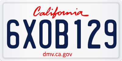 CA license plate 6XOB129