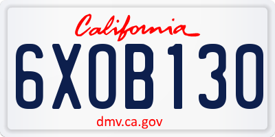 CA license plate 6XOB130