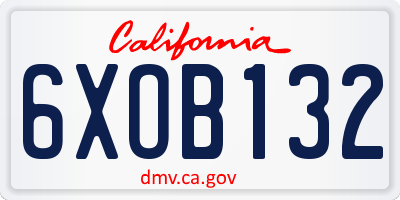 CA license plate 6XOB132