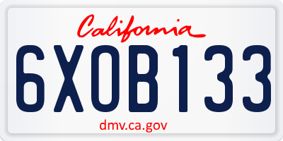 CA license plate 6XOB133
