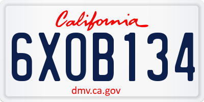 CA license plate 6XOB134