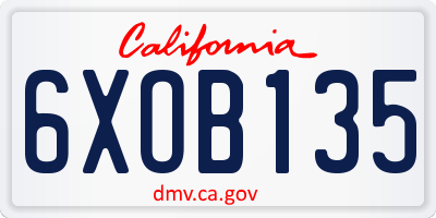 CA license plate 6XOB135