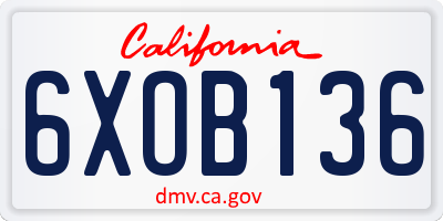 CA license plate 6XOB136