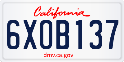 CA license plate 6XOB137
