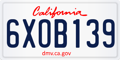CA license plate 6XOB139