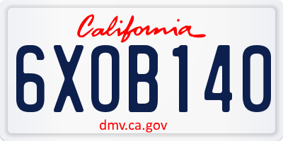 CA license plate 6XOB140
