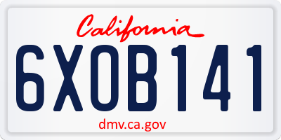 CA license plate 6XOB141