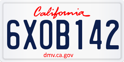 CA license plate 6XOB142