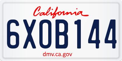 CA license plate 6XOB144