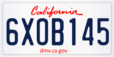 CA license plate 6XOB145