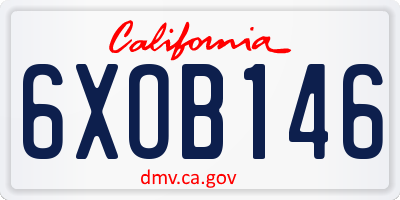 CA license plate 6XOB146