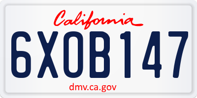 CA license plate 6XOB147